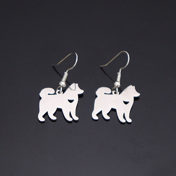 304 Stainless Steel Dangle Earrings for Women, Dog
