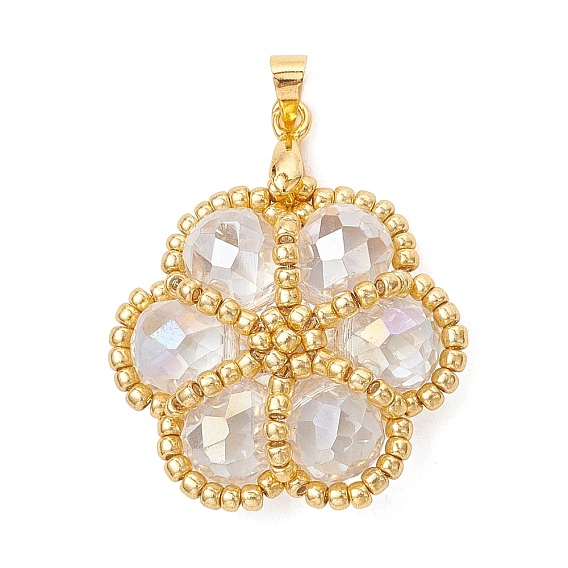 Бисер и подвески из стеклянных бусин, цветочный шарм, с латунной поручительств, граненые