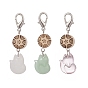 Fox Glass Pendant Decorations, Ivory Nut and Zinc Alloy Lobster Clasps Charm, Clip-on Charms, for Keychain, Purse, Backpack