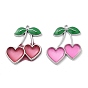 Подвески из эмали и сплава, сердечко вишневое очарование, платина