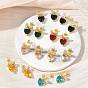 Pendientes colgantes de latón con micro circonitas cúbicas para mujer, bowknot y corazón, con vidrio, larga duración plateado, chapado en rack, sin plomo y el cadmio, dorado