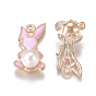 Alloy Enamel Pendants, with Glass Imitation Pearl, Rabbit, Golden