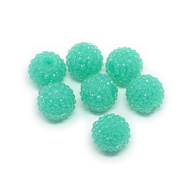 Chunky perles strass résine bubblegum à billes, le style transparent, ronde, trou: environ 2.5 mm
