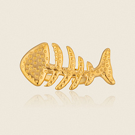304 Offene Manschettenringe aus Edelstahl für Damen, fishbone