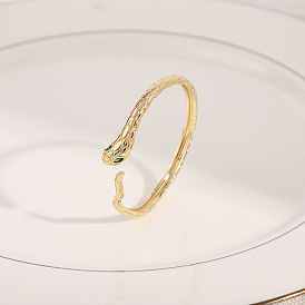 Exotic Snake-Shaped Gold-Plated Copper Bracelet with Micro-Inlaid Zircon Stones