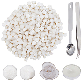 400шт восьмиугольные частицы сургуча, с ложкой из нержавеющей стали ПК, свечами из ПК и пинцетом из железного бисера из ПК., для ретро печать печать