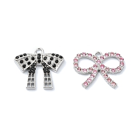 Rack Plating Alloy with Rhinestone Pendants, Bowknot