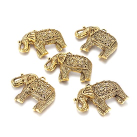 Tibetan Style Alloy Elephant Big Pendant Rhinestone Settings, Cadmium Free & Nickel Free & Lead Free, 49x60x9mm, Hole: 4mm, Fit for 1~2mm rhinestone, about 65pcs/1000g