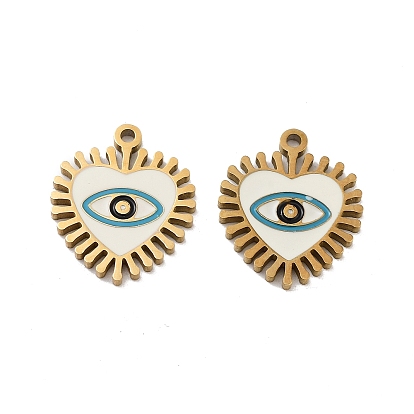 Ионное покрытие (ip) 316 хирургические подвески из нержавеющей стали, без никеля , с эмалью, сердце с очарованием глаз, реальный 18 k позолоченный