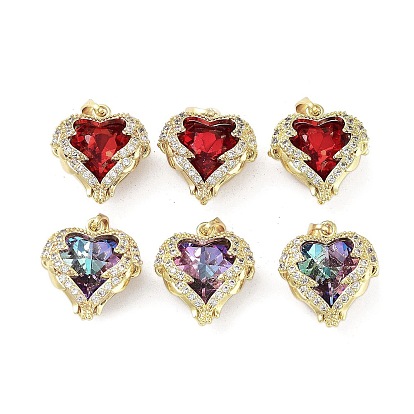 Покрытие стойки настоящее 18k позолоченное латунное микро-паве подвески из кубического циркония, сердце прелести, долговечный, без кадмия и без свинца