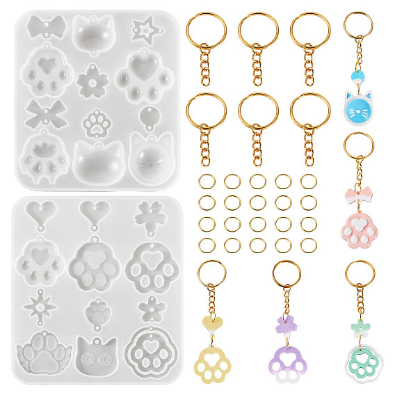 Наборы для самостоятельного изготовления изделий из смолы, включая формы для подвесок, железные брелоки для ключей и открытые кольца для прыжков