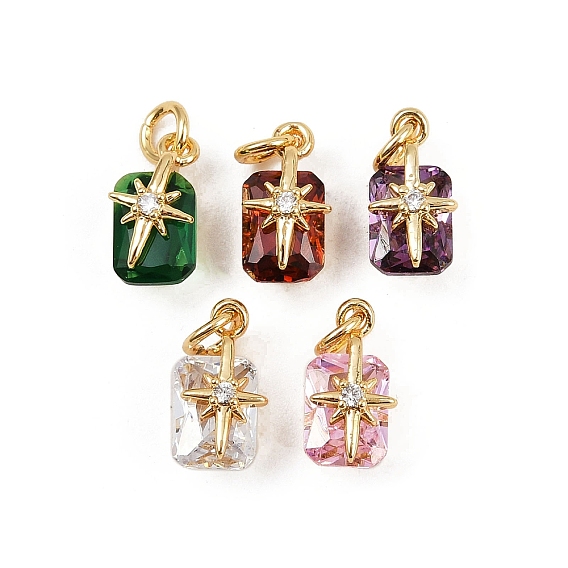 Кулон из циркония, прямоугольник со звездой, с целью перехода в кольце, реальный 18 k позолоченный