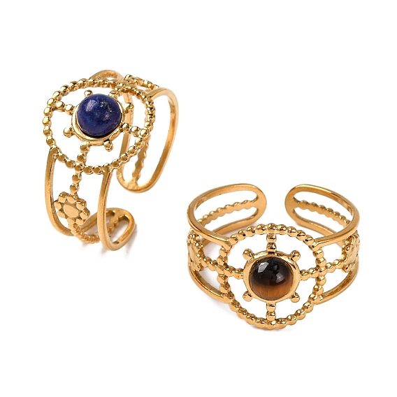 Кольца из натурального драгоценного камня, солнечно-золотистый тон 304 манжеты из нержавеющей стали для женщин