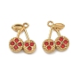 304 Colgantes del rhinestone del acero inoxidable, encantos de cereza, revestimiento de iones (ip)
