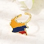 Brass Enamel Cuff Open Rings, Map, Rack Plating, Long-Lasting Plated, Cadmium Free & Lead Free