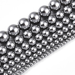 Baking Paint Pearlized Glass Pearl Bead Strands, Round