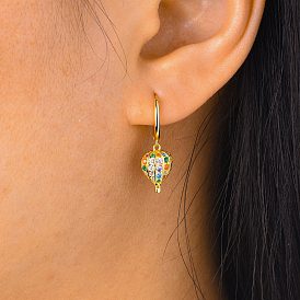 Fashionable S925 Sterling Silver Colorful Cubic Zirconia Hoop Earrings, Hot Air Balloon