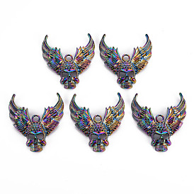 Rainbow Color Alloy Big Pendants, Cadmium Free & Nickel Free & Lead Free, Skull