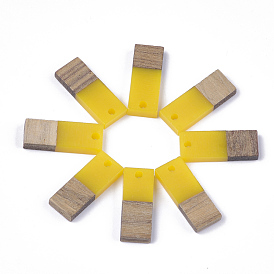 Resin & Walnut Wood Pendants, Rectangle