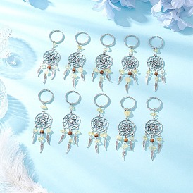 Брелки из натурального цитрина и деревянных бусин, с элементами люстр из сплава и подвесками-крыльями из сплава