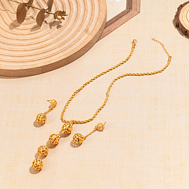 Элегантный комплект из серег и ожерелий из полых круглых бусин из сплава для женщин