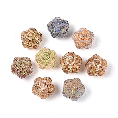 Краска для запекания Пикассо и стеклянные бусины, инкрустированные золотым металлом., цветок