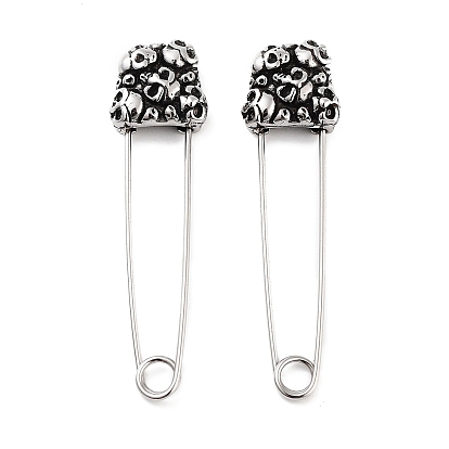Halloween Skull 316 Surgical Stainless Steel Safety Pin Hoop Earrings for Women
