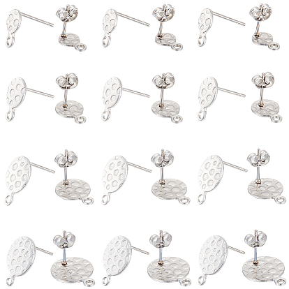 48 шт 4 стиль 304 серьги-гвоздики из нержавеющей стали, с вертикальными петлями и ушными гайками, текстурированный плоский круглый