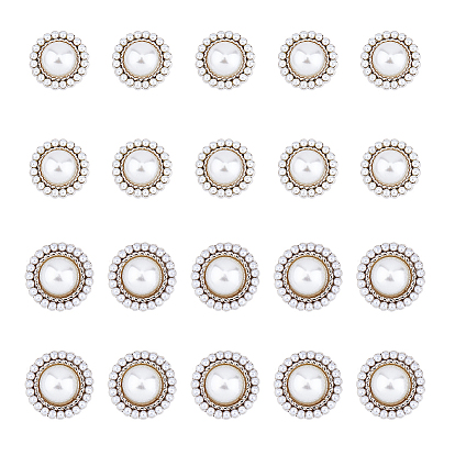 20шт 2 стиль АБС пластик имитация жемчуга ножка пуговицы, со сплавочной фурнитурой, 1-луночное, цветок