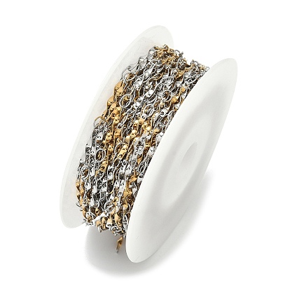 304 двухцветные витые прямоугольные звенья из нержавеющей стали, пайки, с катушкой, ионное покрытие (ip)