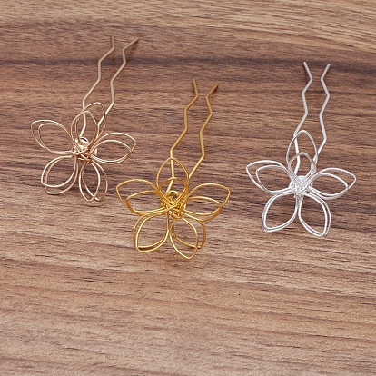 Iron Hair Fork Findings, with Flower Filigree Findings