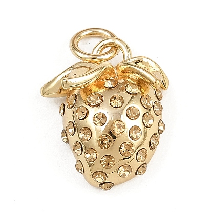 Латунные подвески, клубника прелести, со стразами и соединительным кольцом