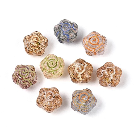 Краска для запекания Пикассо и стеклянные бусины, инкрустированные золотым металлом., цветок