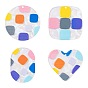 8Pcs 4 Style Transparent Acrylic Pendants, 3D Printed, with Film on the Back, Oval & Heart & Flat Round & Square with Square Pattern