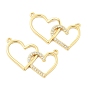 Подвески в виде двойного сердца из латуни с микропаве из прозрачных кубических цирконий, стойки покрытие, долговечный