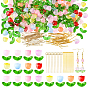 Anleitungen zum Selbermachen von Blumenanhängern, einschließlich blumenförmiger, transparenter Glasperlen, Flachkopfstifte aus Eisen, Augenstift aus Eisen
