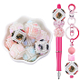 10Pcs Opaque Resin Beads, Cube with Rose Flower, with ABS Plastic Imitation Pearl Beads