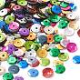 Пластиковые свободные полуотдельных обхватил блестки, цветные блестки, центральное отверстие, 6~7 мм, отверстие : 1 мм