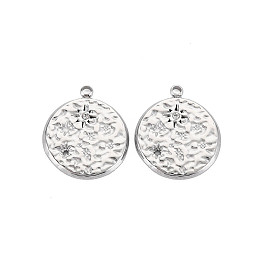 304 подвески из нержавеющей стали, с кристально горный хрусталь, плоский круглый с солнечными чарами