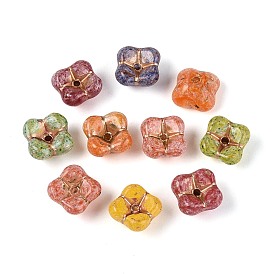 Краска для запекания Пикассо и стеклянные бусины, инкрустированные золотым металлом, цветок