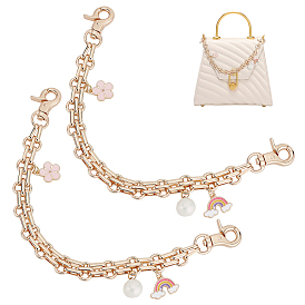 2 Шт. сплав эмали цветок и радуга шарм кошелька удлинители ремешка, с железной цепью, принадлежности для изготовления кошельков