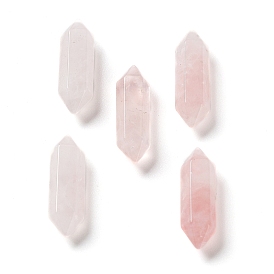 Natural Rose Quartz Double Terminated Pointed Beads, No Hole, Faceted, Bullet