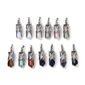 Natural & Synthetic Gemstone Pendants, with Alloy Findings, Cadmium Free & Lead Free, Faceted, Bullet with Wing