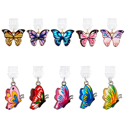 10шт пластиковые мобильные пылезащитные заглушки, бабочка, с подвесками из эмали и сплава 