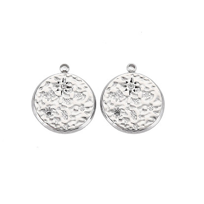 304 подвески из нержавеющей стали, с кристально горный хрусталь, плоский круглый с солнечными чарами