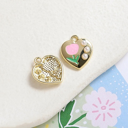 Подвески из эмали и сплава, с смоляной шарик, тюльпан и сердце с подвеской-тюльпаном