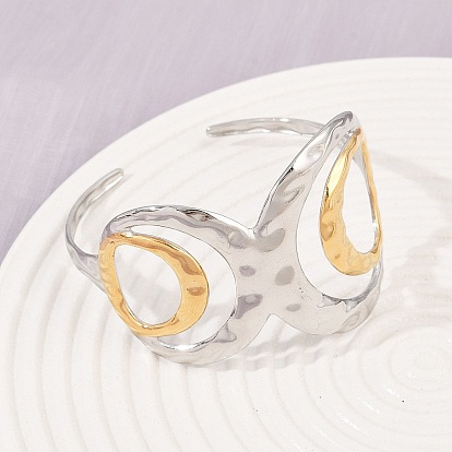 304 женские браслеты-манжеты из нержавеющей стали, бантом, ионное покрытие (ip)