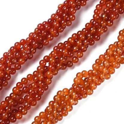 Natural Carnelian Beads Strands, Grade AB, Round