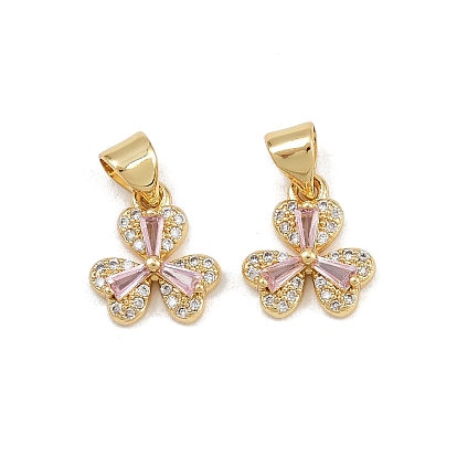 Латунные микро проложить кубического циркония прелести, клевер