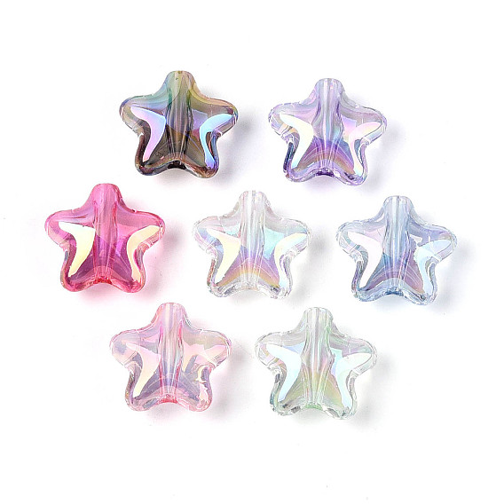 Уф-покрытие прозрачные акриловые бусины, радужный, звезда